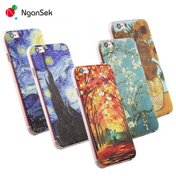 3D Painting Cell Phone Case For iPhone 7 Plus Case for iPhone SE 4 4s 5 5s 6 6s Plus Case Van Gogh Starry Night Phone Case Fone