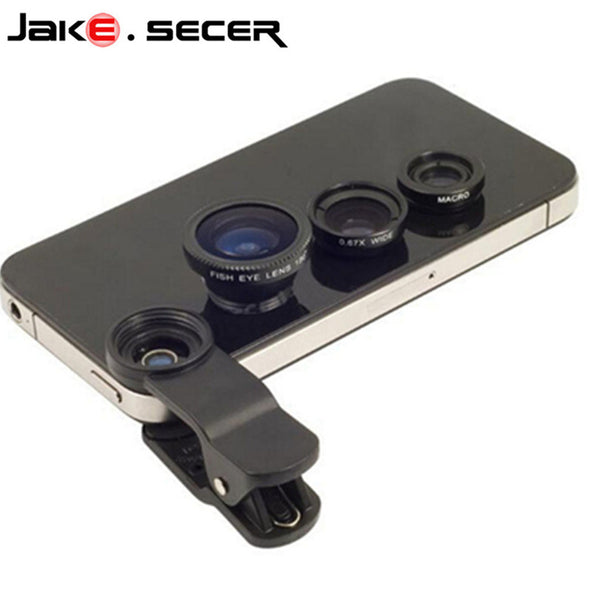 Fisheye Lens 3 in 1 mobile phone clip lenses fish eye wide angle macro camera lens for iphone 6s plus 5s/5 xiaomi huawei lenovo