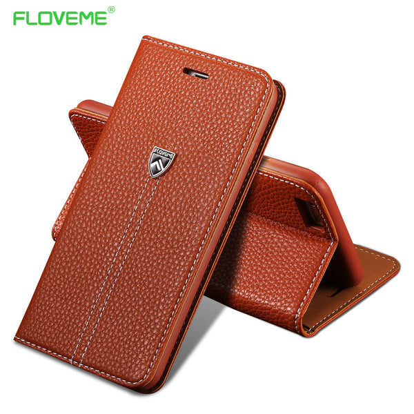 FLOVEME Brand Luxury Magnetic Flip Leather Case For iPhone 7 7 Plus 6 6s Plus Cases Wallet Flip Holder Cover For iPhone 7 6 Plus