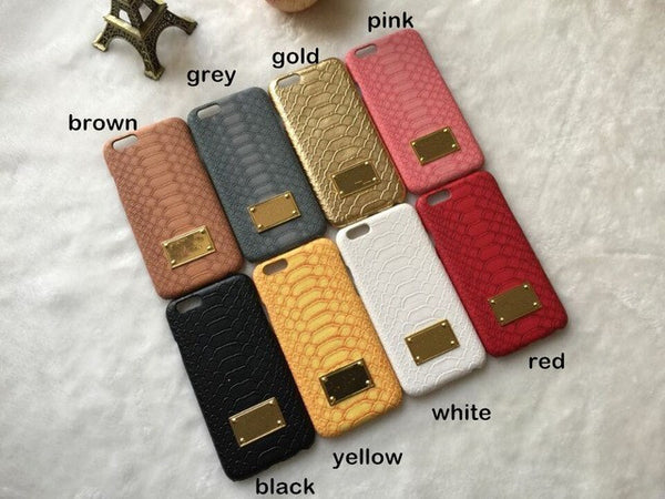 Luxurious Gold Brand +Logo snake python design Hard leather Cover Case For iPhone 6 6s 6 plus 7plus 5.5 Cases with retail + tags