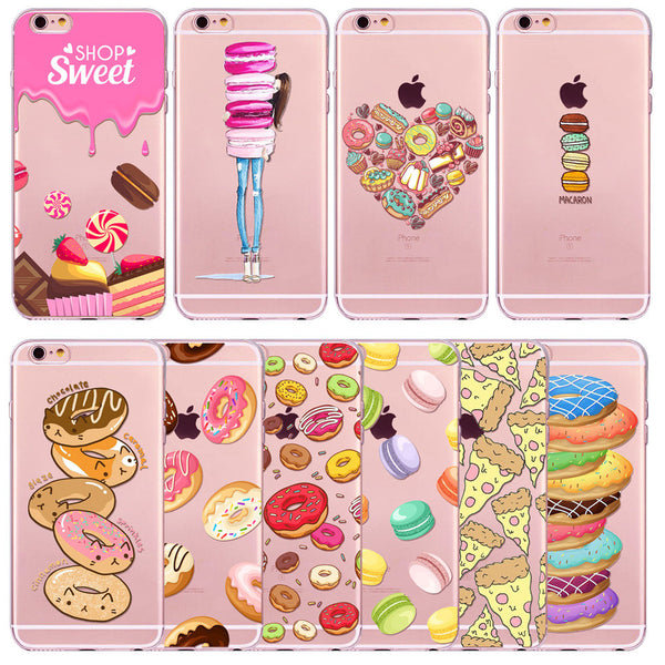 Rainbow Color Food Donuts Macaron Phone Cases For iphone 6 6S 5 5S SE 5C 6Plus 6SPlus 4 4S Silicone Case Cover For iphone 6 Case