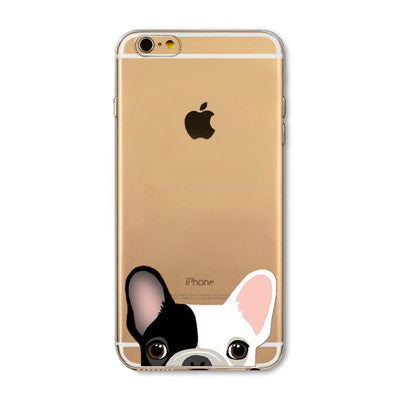 For Apple iPhone  6 6S  5 5S SE 6Plus 6sPlus 5C 4 4S Soft Silicon Transparent Phone Case Cover Cute Cat Rabbit Emojio Phone Capa