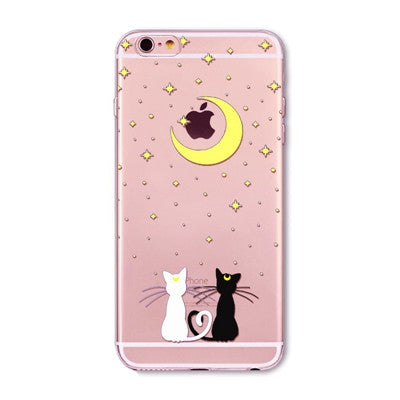 For Apple iPhone  6 6S  5 5S SE 6Plus 6sPlus 5C 4 4S Soft Silicon Transparent Phone Case Cover Cute Cat Rabbit Emojio Phone Capa