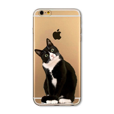 For Apple iPhone  6 6S  5 5S SE 6Plus 6sPlus 5C 4 4S Soft Silicon Transparent Phone Case Cover Cute Cat Rabbit Emojio Phone Capa