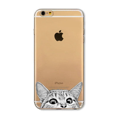 For Apple iPhone  6 6S  5 5S SE 6Plus 6sPlus 5C 4 4S Soft Silicon Transparent Phone Case Cover Cute Cat Rabbit Emojio Phone Capa