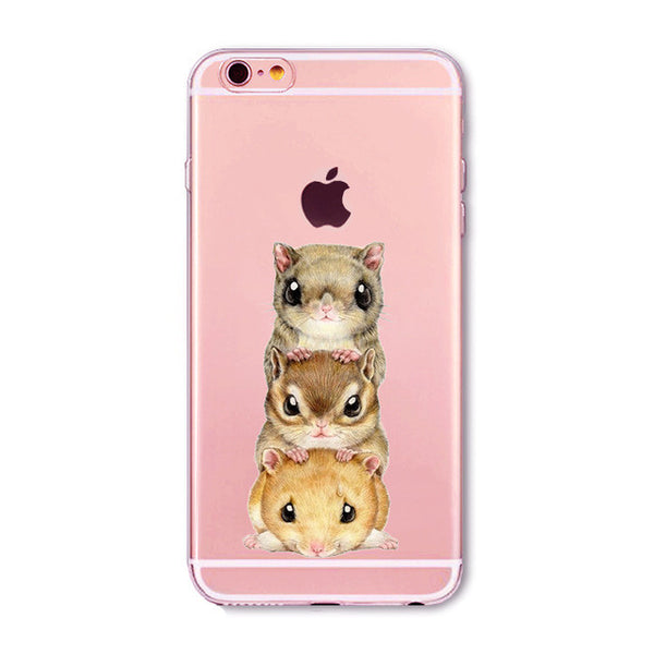 Soft Phone Cover Case For iPhone 7 6 6S 5 5S SE 7Plus 6SPlus 4S Amazing Present Panda Fashion Girl Hamster Heart Fundas