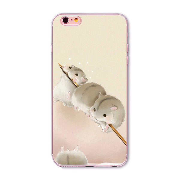 Soft Phone Cover Case For iPhone 7 6 6S 5 5S SE 7Plus 6SPlus 4S Amazing Present Panda Fashion Girl Hamster Heart Fundas