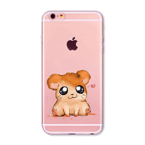 Soft Phone Cover Case For iPhone 7 6 6S 5 5S SE 7Plus 6SPlus 4S Amazing Present Panda Fashion Girl Hamster Heart Fundas