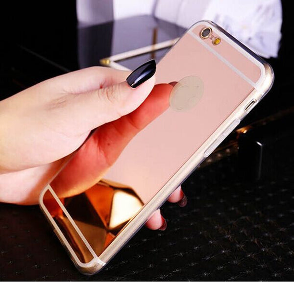 Lifone Rose gold Luxury Mirror Flash Fashion Case For iPhone 7 6 6S Plus 5s SE Soft Clear TPU Cover For iPhone 6 7 6S 5S