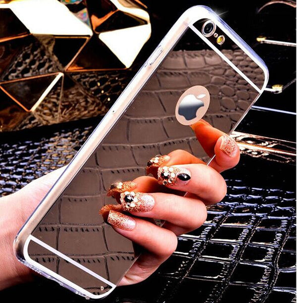 Lifone Rose gold Luxury Mirror Flash Fashion Case For iPhone 7 6 6S Plus 5s SE Soft Clear TPU Cover For iPhone 6 7 6S 5S