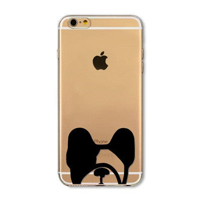 Cute Cartoon Animal Cat Dog BULLDOG Phone Case For iPhone 6 6s Plus 4.7" 5.5" Crystal Clear Soft TPU Gel Flexible Skin Cover