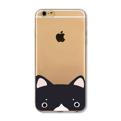 Cute Cartoon Animal Cat Dog BULLDOG Phone Case For iPhone 6 6s Plus 4.7" 5.5" Crystal Clear Soft TPU Gel Flexible Skin Cover