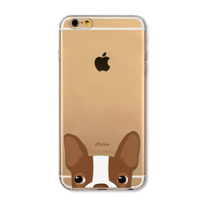 Cute Cartoon Animal Cat Dog BULLDOG Phone Case For iPhone 6 6s Plus 4.7" 5.5" Crystal Clear Soft TPU Gel Flexible Skin Cover