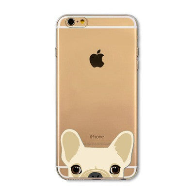 Cute Cartoon Animal Cat Dog BULLDOG Phone Case For iPhone 6 6s Plus 4.7" 5.5" Crystal Clear Soft TPU Gel Flexible Skin Cover