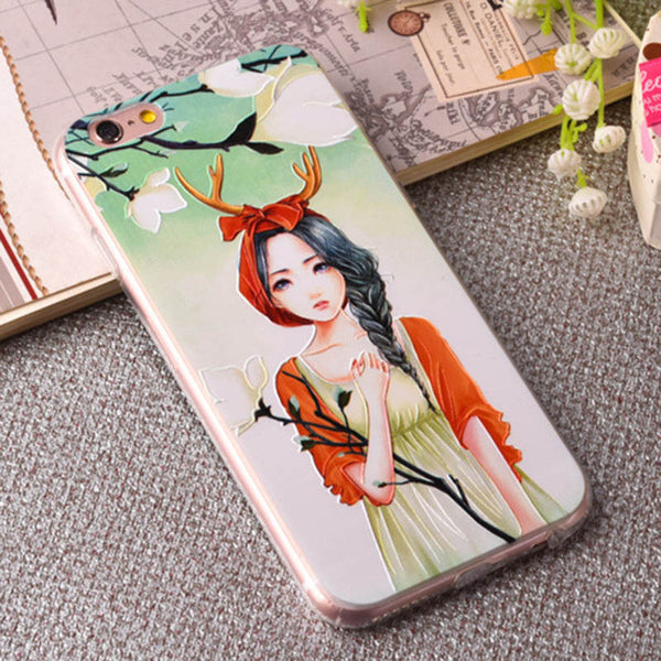 3d Embossing Soft Silicone Tpu Back Cover Case For Apple Iphone 6 6s Plus Case With Dust Plug For Iphone 6 6s Phone Cases