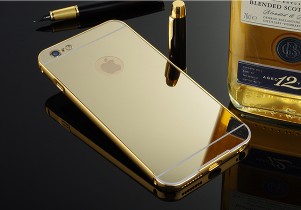 Luxury Metal Hard Phone Case For iPhone 5 5s SE 6 6S 7 Plus Plating Aluminum Frame+Mirror PC Back Cover