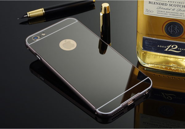 Luxury Metal Hard Phone Case For iPhone 5 5s SE 6 6S 7 Plus Plating Aluminum Frame+Mirror PC Back Cover