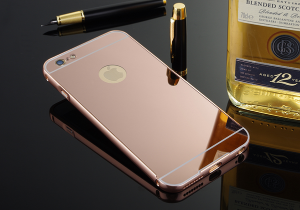 Luxury Metal Hard Phone Case For iPhone 5 5s SE 6 6S 7 Plus Plating Aluminum Frame+Mirror PC Back Cover