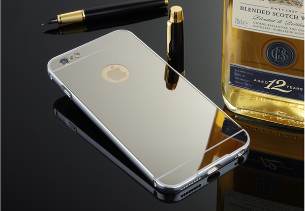 Luxury Metal Hard Phone Case For iPhone 5 5s SE 6 6S 7 Plus Plating Aluminum Frame+Mirror PC Back Cover