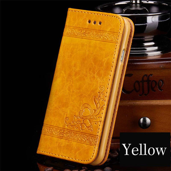 Leather Flip Phone Case For iPhone 7 Plus 6 6s Plus 5s 4s Samsung Galaxy S3 S4 S5 S6 S7 Edge Note 3 4 5 Wallet Card Phone Bags