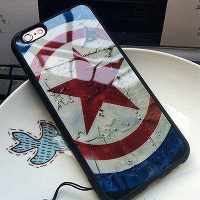 Star Captain America Superman Soft Silicone Frame half Mirror Back Cover Phone Case For Iphone 7 6 6s 4.7 / 7 Plus  5 5S SE Capa