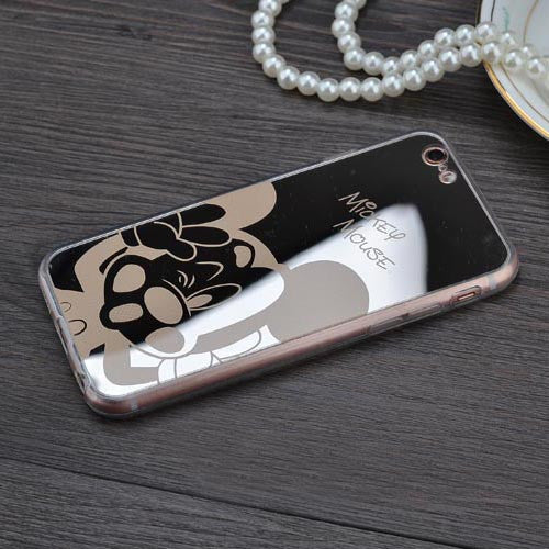 Mirror case Style Cute Sweet Mickey Minnie Mouse TPU Mobile Phone Cases Cover For iPhone 5 5G 5S SE 6 6G 6S 4.7 6Plus 5.5 Inch