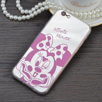 Mirror case Style Cute Sweet Mickey Minnie Mouse TPU Mobile Phone Cases Cover For iPhone 5 5G 5S SE 6 6G 6S 4.7 6Plus 5.5 Inch