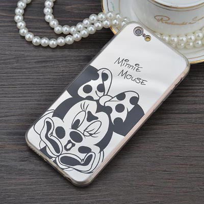 Mirror case Style Cute Sweet Mickey Minnie Mouse TPU Mobile Phone Cases Cover For iPhone 5 5G 5S SE 6 6G 6S 4.7 6Plus 5.5 Inch