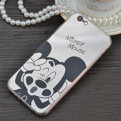 Mirror case Style Cute Sweet Mickey Minnie Mouse TPU Mobile Phone Cases Cover For iPhone 5 5G 5S SE 6 6G 6S 4.7 6Plus 5.5 Inch