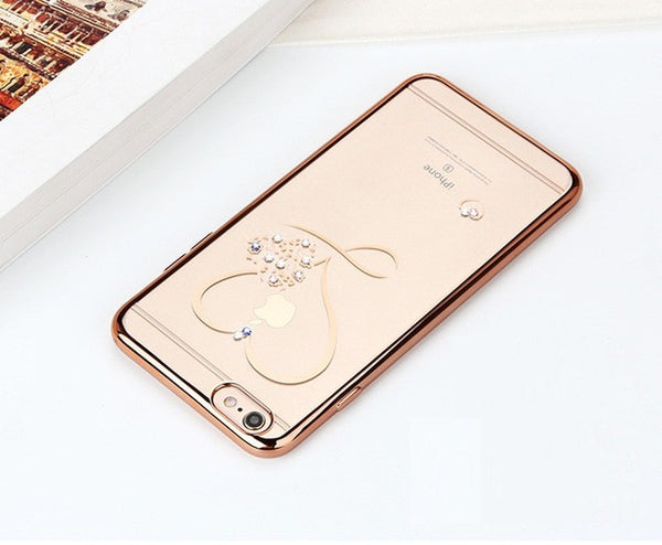 For iphone 6 Case Ultra Thin Clean Soft TPU Crystal Phone Cases Rose Gold Plating Glitter Diamond Cover For iphone 6 6S