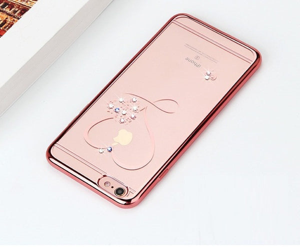 For iphone 6 Case Ultra Thin Clean Soft TPU Crystal Phone Cases Rose Gold Plating Glitter Diamond Cover For iphone 6 6S