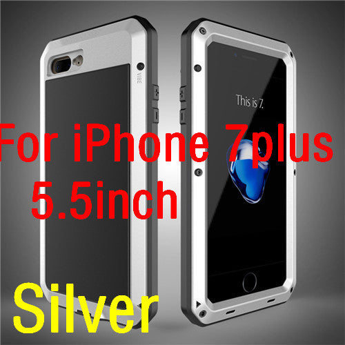 Luxury doom armor Dirt Shock Waterproof Metal Aluminum cell phone case For iphone 7 SE 4S 5 5C 5S 6 6S Plus case +Tempered glass