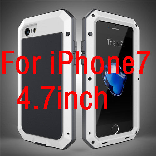 Luxury doom armor Dirt Shock Waterproof Metal Aluminum cell phone case For iphone 7 SE 4S 5 5C 5S 6 6S Plus case +Tempered glass