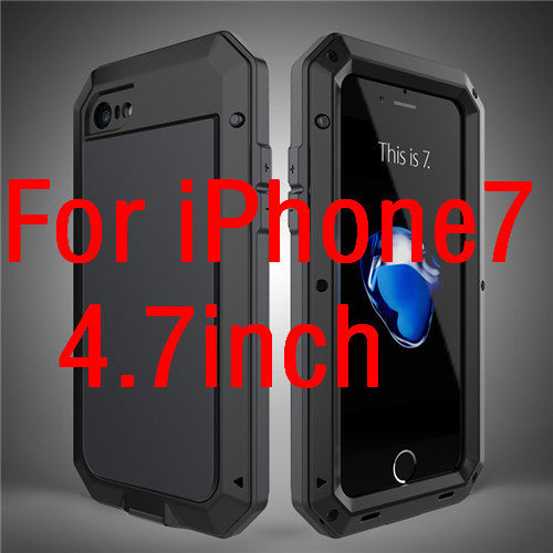 Luxury doom armor Dirt Shock Waterproof Metal Aluminum cell phone case For iphone 7 SE 4S 5 5C 5S 6 6S Plus case +Tempered glass