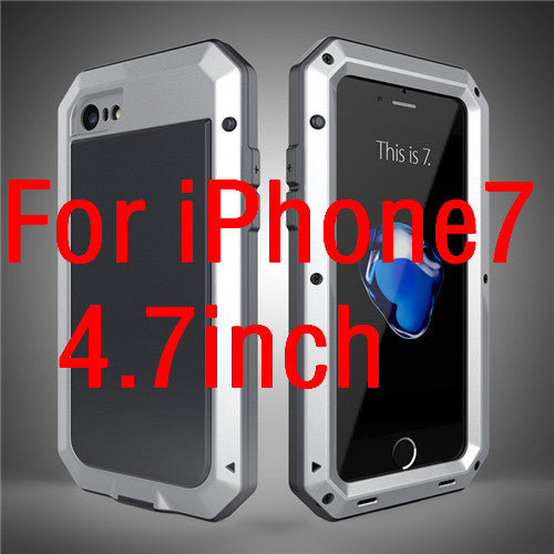 Luxury doom armor Dirt Shock Waterproof Metal Aluminum cell phone case For iphone 7 SE 4S 5 5C 5S 6 6S Plus case +Tempered glass