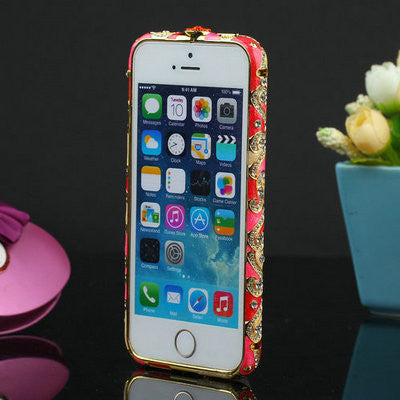 5S Metal Czekh Crystal Frame Bumper For Apple iPhone 5 5s Luxury Shining National Style Rhinestone Case for iPhon 5 Case