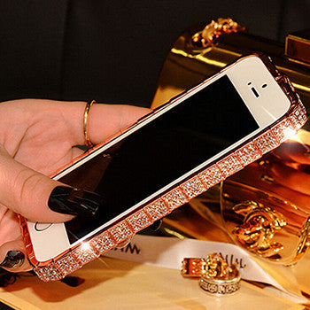 Top quality Luxury Bling Snake Diamond Inlay Metal Rhinestone Bumper fashional phone Case for iPhone 5 6 6s 7 Plus Crystal Frame