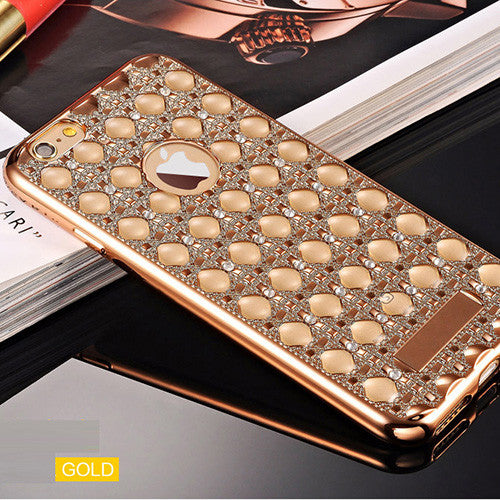 Luxury Gold Bling Glitter Plating Diamond Phone Case For iPhone 7 Plus iPhone 6 6S Plus Soft TPU Back SE 5 5s Cover