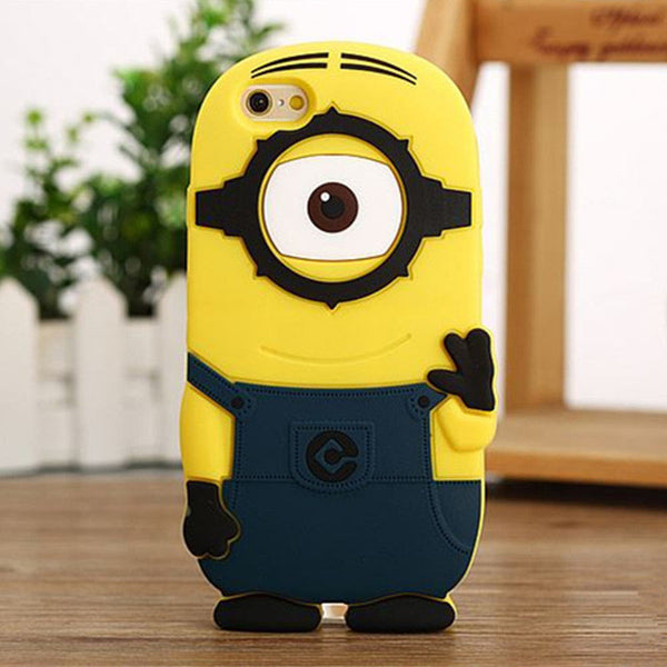 3D Cartoon Despicable Me Yellow Minions Case Cover Soft Silicone Material Case For iPhone 7 7 Plus 4 4S 4G 5 5S SE 5C 6 6S Plus