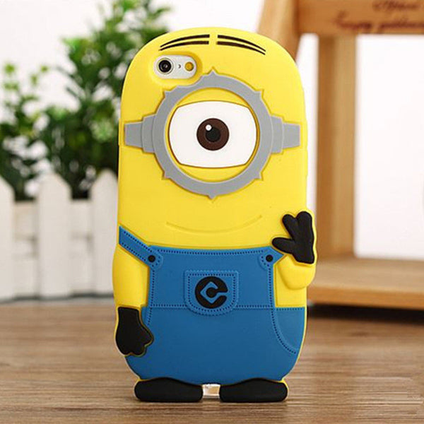 3D Cartoon Despicable Me Yellow Minions Case Cover Soft Silicone Material Case For iPhone 7 7 Plus 4 4S 4G 5 5S SE 5C 6 6S Plus