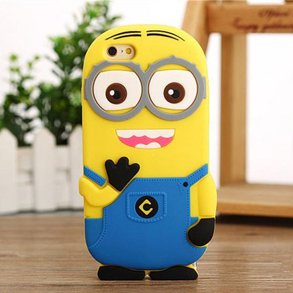 3D Cartoon Despicable Me Yellow Minions Case Cover Soft Silicone Material Case For iPhone 7 7 Plus 4 4S 4G 5 5S SE 5C 6 6S Plus