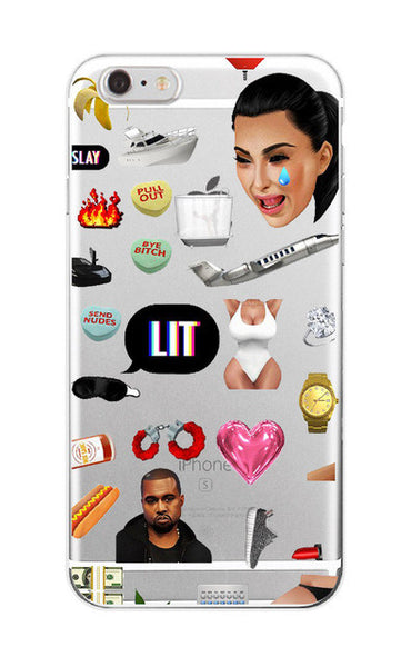 Kimoji Kim Kardashian kanye west north kylie jenner Soft TPU Phone Case Cover Coque For iPhone 7Plus 7 6 6S 5 5S SE 5C 4 4S