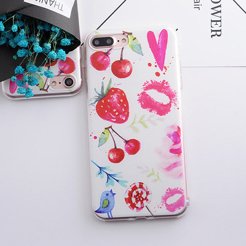 TPU Phone Cases for iphone 5s 5 SE 6 6s 6plus Flower Daisy Plants Fruit Cactus Leaves Pattern For iphone 7 Case For iphone 7plus