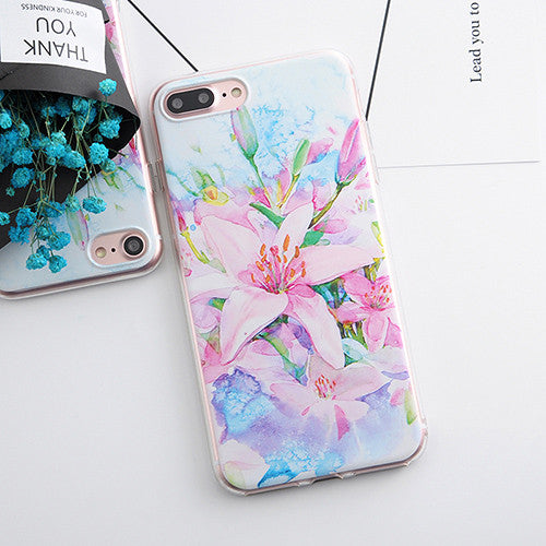 TPU Phone Cases for iphone 5s 5 SE 6 6s 6plus Flower Daisy Plants Fruit Cactus Leaves Pattern For iphone 7 Case For iphone 7plus