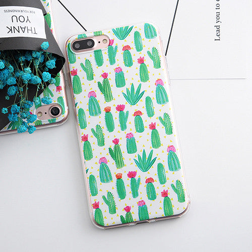 TPU Phone Cases for iphone 5s 5 SE 6 6s 6plus Flower Daisy Plants Fruit Cactus Leaves Pattern For iphone 7 Case For iphone 7plus