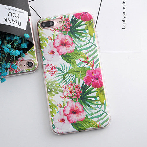 TPU Phone Cases for iphone 5s 5 SE 6 6s 6plus Flower Daisy Plants Fruit Cactus Leaves Pattern For iphone 7 Case For iphone 7plus