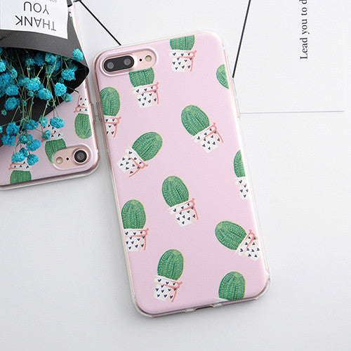 TPU Phone Cases for iphone 5s 5 SE 6 6s 6plus Flower Daisy Plants Fruit Cactus Leaves Pattern For iphone 7 Case For iphone 7plus