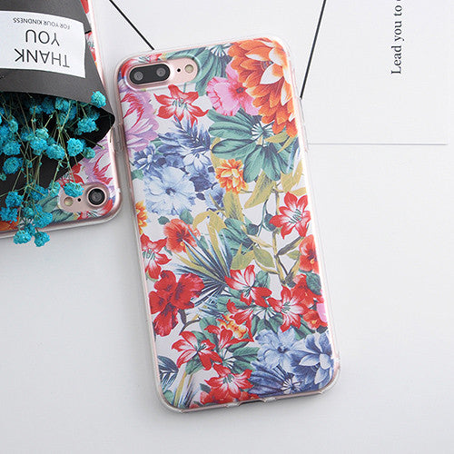 TPU Phone Cases for iphone 5s 5 SE 6 6s 6plus Flower Daisy Plants Fruit Cactus Leaves Pattern For iphone 7 Case For iphone 7plus