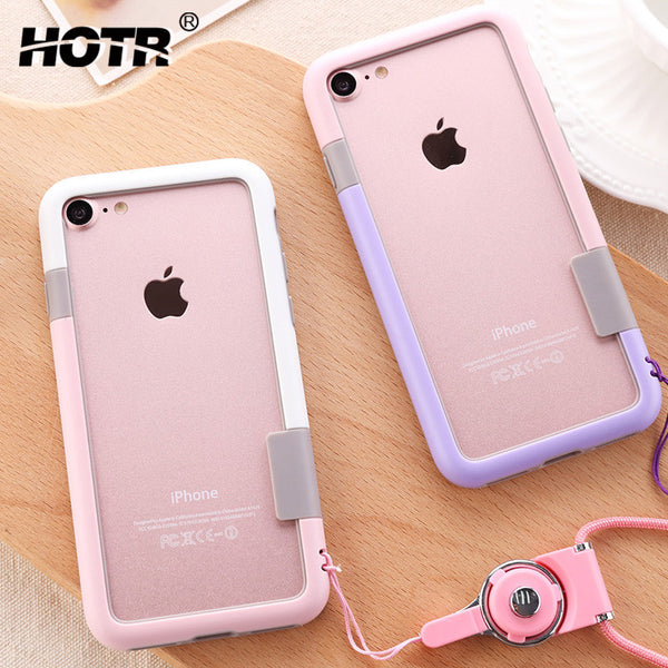 HOTR Hit Color Phone Cases For iphone 6 Cute Double Color Bumper Frame For Iphone 6s 6 plus 7 7 plus Protect Phone Back Cover