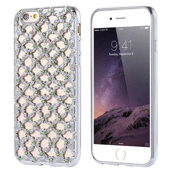 Luxury Hollow Diamond Grid Rhinestones Case For iPhone 7 7 Plus  Soft TPU Plating Glitter Back Cover For iPhone 6 6S Plus 5S SE